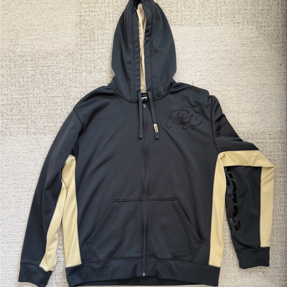 Men’s Nike x University of Colorado Black and Cream Therma-Fit Full-Zip Hoodie